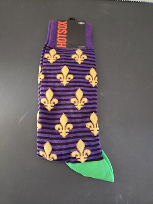 Hotsox New Orleans Mardi Gras Men's 1 pair Socks Size 10-13 Shoe Size 6-12.5