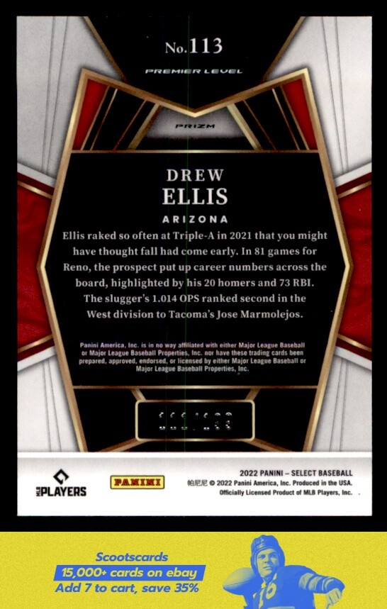 2022 Panini Select Drew Ellis Red SN111/199 card #113 Arizona