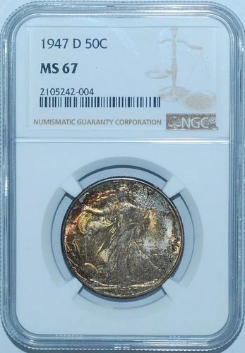 1947 D NGC MS67 Walking Liberty Half Dollar