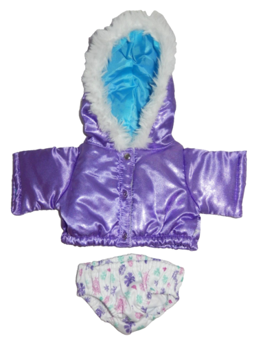 Build A Bear BAB Shiny Purple Fur Parka Coat Jacket & Snowflake Panty (2017) - Imagen 1 de 7
