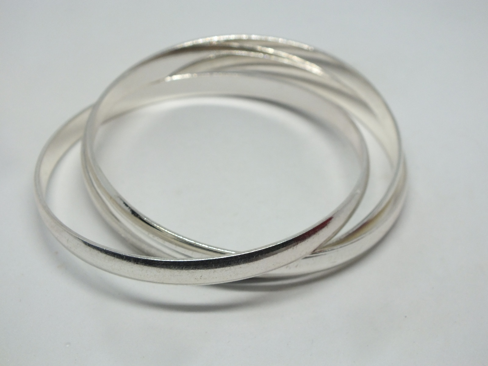 Elegant Silver Tone Shiny Smooth Metal 3-Tier Bangle Bracelet 3/4 Wx2.5-image