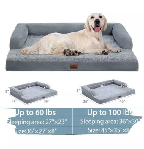 Pet Couch Cooling Orthopedic Memory Foam Quilted Bolstered Sofa Dog Bed Luxury