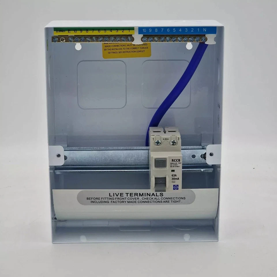 6 Way RCCB Incomer Consumer Unit with 63A 30mA RCCB Lewden PRO-MX08R - Image 3 of 4