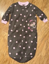 Carter  s Girl  s Size One Size 0-9m Brown  Pink Soft Monkey Princess Sleep Sack