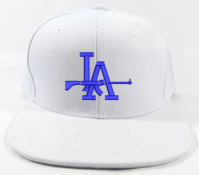 Los Angeles LA SHOT GUN LOGO White Snap back Cap Hat Adjustable one size 