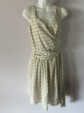 Express Size 2 NWOT Zip Up Polka Dot Dress Faux Wrap Front Tie Waist POCKETS!
