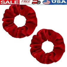 Red Velvet Hair Scrunchies 2pcs Elastic Ponytail Holders Cute Hair Accessories
