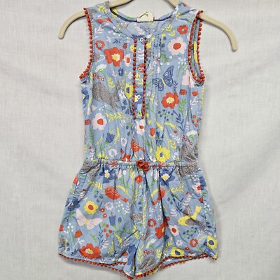 Mini Boden Romper Size 9-10Y Blue Sleeveless Garden Print Mouse