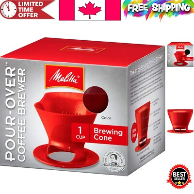 Dishwasher Safe Red Ceramic Pour-Over Cone for Rich Flavor Extraction