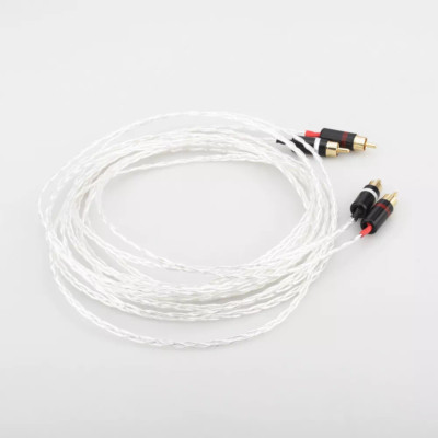 Pair OCC Silver Plated Cord Gold Plated RCA Plug Audio Signal Interconnect Wires