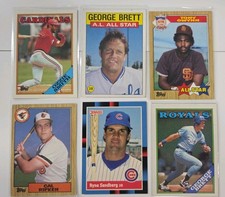 1980s Baseball Card Lot Of 6 HOF Stars Smith Brett Gwynn Sandberg Ripken