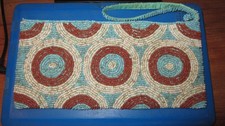 NEW Beaded Wristlet Circle Design Turquoise, Cream and Brown Wallet Clutch