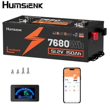Humsienk 48V 150Ah LiFePO4 Lithium Golf Cart Battery Metal 200A BMS Solar to 75m