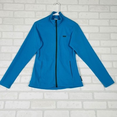 Helly Hansen Womens Blue Polartec Full Zip Fleece Jacket Mock Neck HH Logo Med