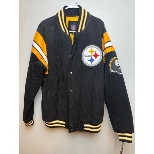 NFL Pittsburgh Steelers Suede Varsity Jacket NWT XL Vintage Style Streetwear - product listing photo