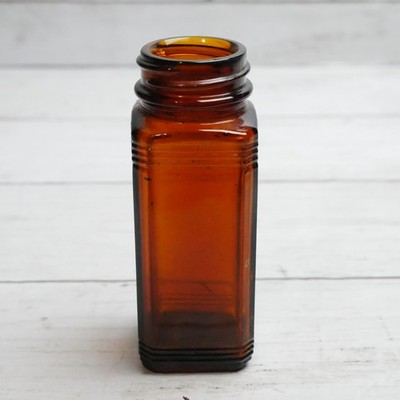 Vintage Abbott Amber Glass Medicine Bottle Drug Store Container 3.75'' Tall