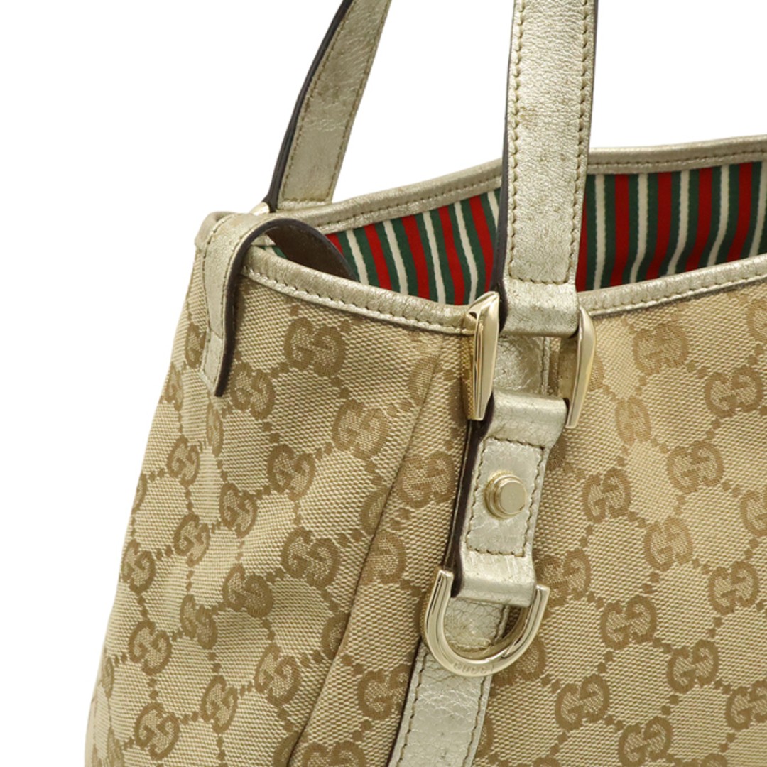 Gucci Abbey GG Canvas Tote Bag Beige Leather Shoulder Used thumbnail 5