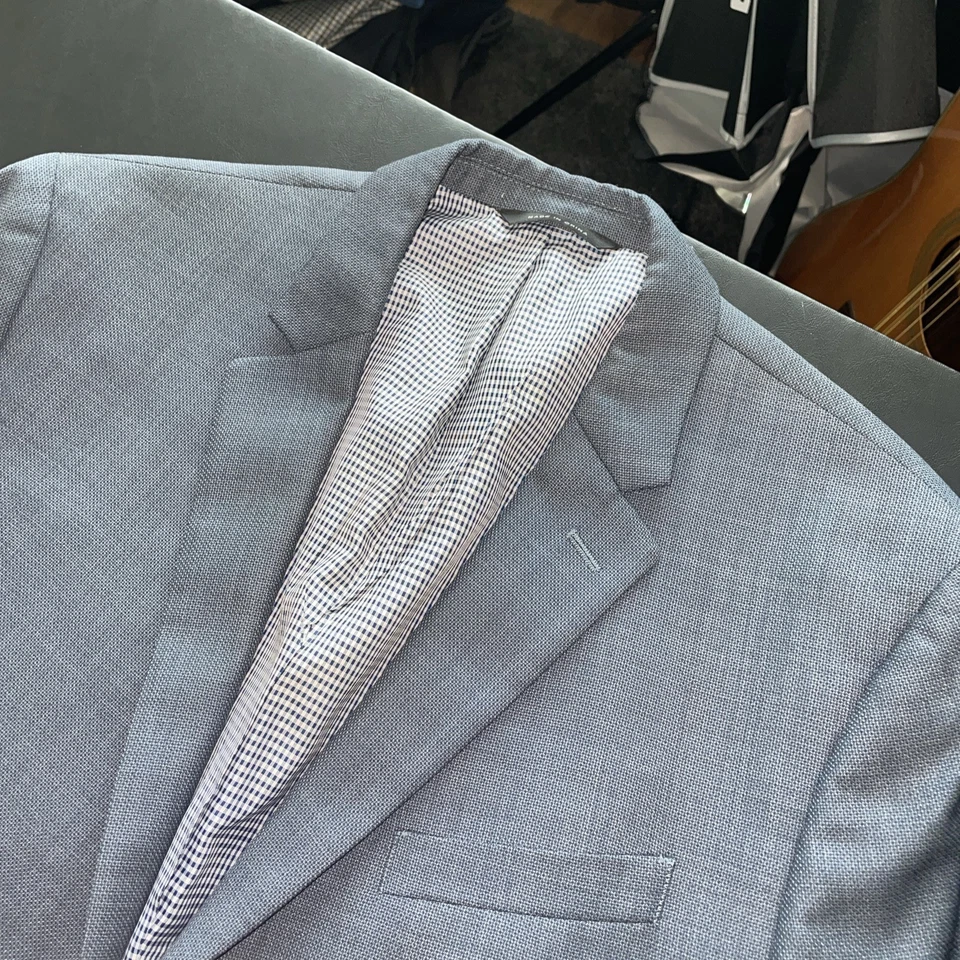 Banana Republic Slim Fit Marzotto 2pc Suit 44R Pants 33W x 34L Slate Blue WOW! - Image 4 of 4