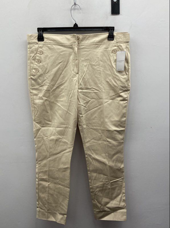 Sag Harbor Women's Beige Sailor Pants Stretch Button Detail Sz 12 NWT
