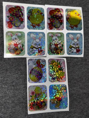 Vintage Easter New In Package Prism Stickers Bunnies Chicks Gas Lot