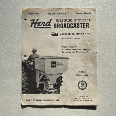 ジロウ1995オーダーページ 1975 Herd Seeder Company Sure-Feed Broadcaster 1200, 1200C&B