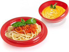 Spill Proof Scoop Bowl and Plate with Non-Skid Suction Base, Adaptive Self-Feedi