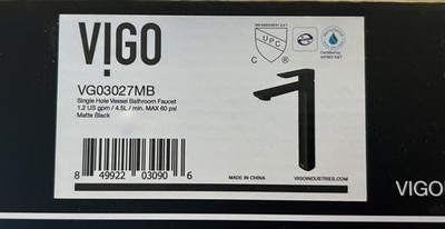 Vigo Norfolk Vessel Bathroom Faucet (imperfections), Matte Black