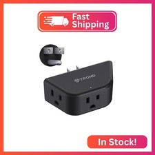 TROND Black Outlet Extender, 3 Prong Grounded Plug Extension Outlet