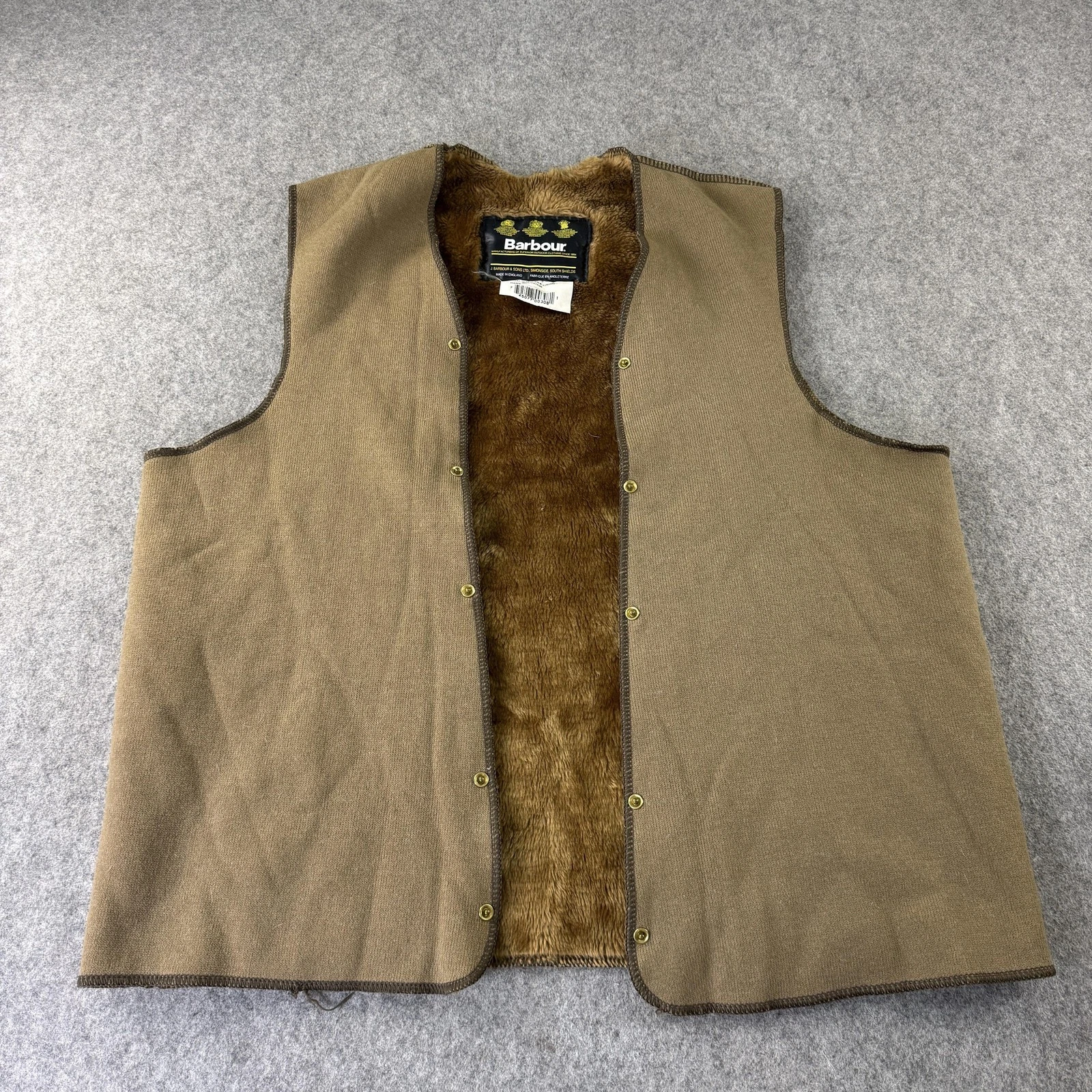 Barbour A297 Warm Pile Lining Waistcoat Mens 42 Brown Fleece Bodywarmer