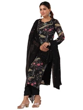 GoSriKi Womens Rayon Blend Floral Kurta with Pant & Dupatta
