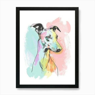 Pastell Windhund Hund Linie Illustrat gerahmtes Wandbild Poster Leinwanddruck Bild