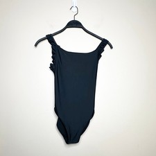 Aerie One Piece Full Coverage Ruffle Scoop Swimsuit Womens Size Small Black NWOT