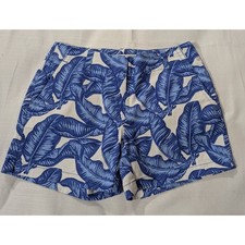 Vineyard Vines Womens Blue White Banana Leaf Tropical Chino Shorts Size 4