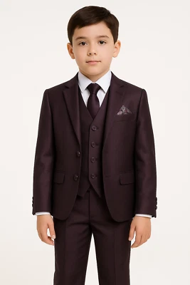 SIRRI Page Boys Suit Wedding Prom Communion Tailored Sheen Effect Purple Set