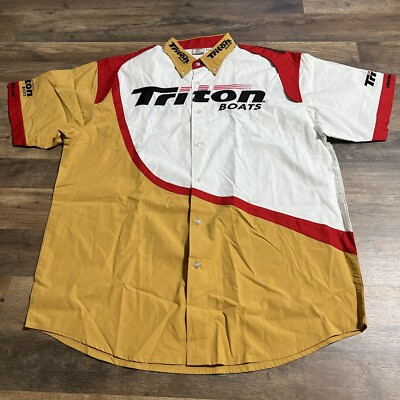 #ad #ad Triton Boats Fishing Team Button Down Shirt Embroidered Mens Size L Large $29.85