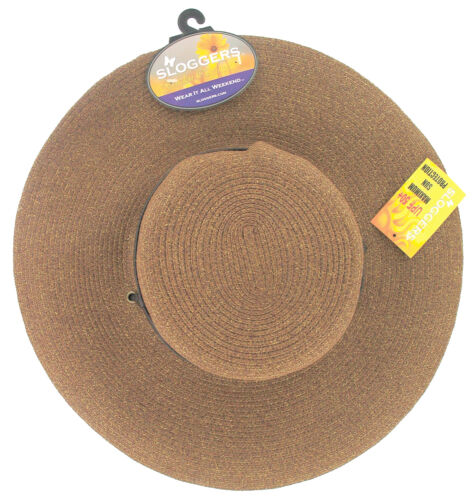 Sloggers Women's Wide Brim Braided Sun Hat with Wind Lanyard