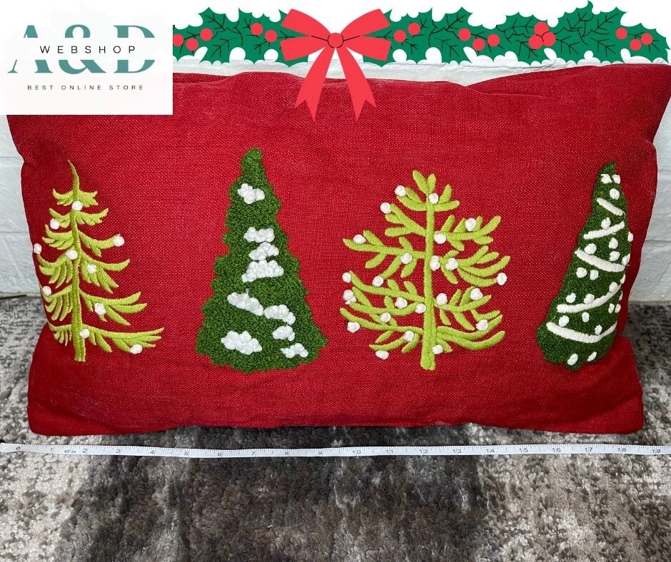 Umbral Cojín Decorativo Diseño Árbol de Navidad Rectangular 12" x 20" Foto 2 de 4