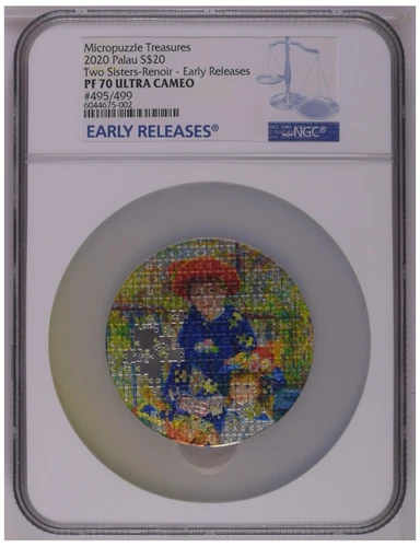 NGC PF70 ER Palau 2020 Two Sisters Renoir Micropuzzle Treasures Silver Coin 3oz