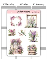 Rustic Floral Spring Decorative Planner Sticker #2 for Journaling, Scrapbooking