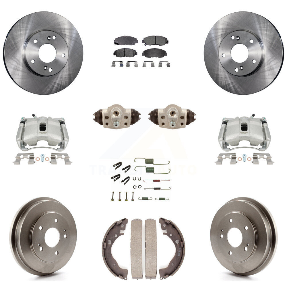 Front and Rear Brake Caliper Rotor Drum Ceramic Pad Shoe Cylinder Hardware Kit for Enhanced Stopping Power and Durability