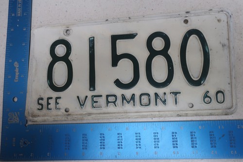 Vermont License Plate Tag 1960 60 81580 - Foto 1 di 2