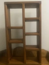 Wooden display case  wall hanging shelf 7 Slots miniatures, figures, 19.5" Tall 