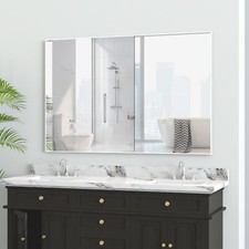 48"x32"Rectangle Bathroom Mirror Wall Vanity Hanging Mirror White Aluminum Frame