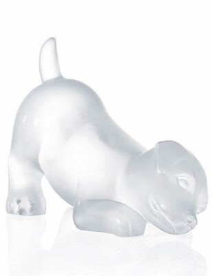 LALIQUE KRISTALL HUND SWEETY SCHELMISCHE WELPE FIGUR GROSS SCHWER NEU 10X6'' VERPACKT