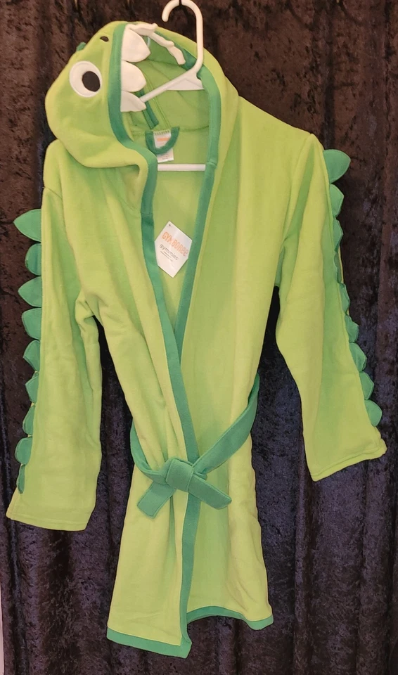 NUEVO CON ETIQUETAS ALBORNOZ GYMBOREE DINOSAURIO VERDE NIÑOS, TALLA L 10-12, RESISTENTE AL FUEGO Foto 3 de 4