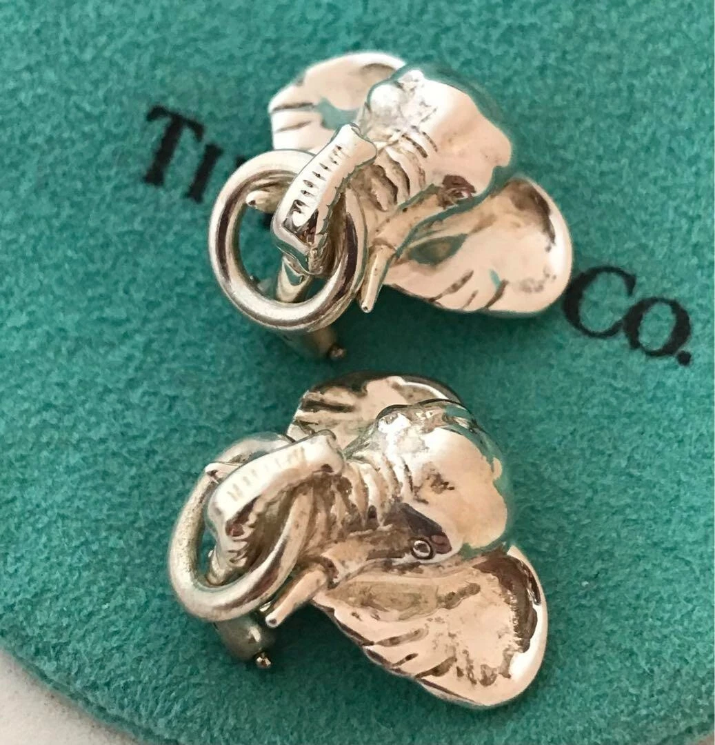 Tiffany & Co. Elefant Sterling Silber Ohrringe Vintage ohne Box X7