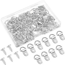 50x Heavy Duty Metal D Ring Picture Hangers Hanging Hook Single Hole  50 Screws