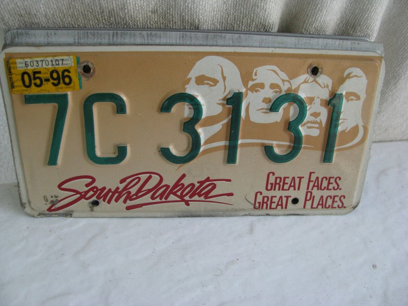 license plate- South Dakota - more than 3 years old