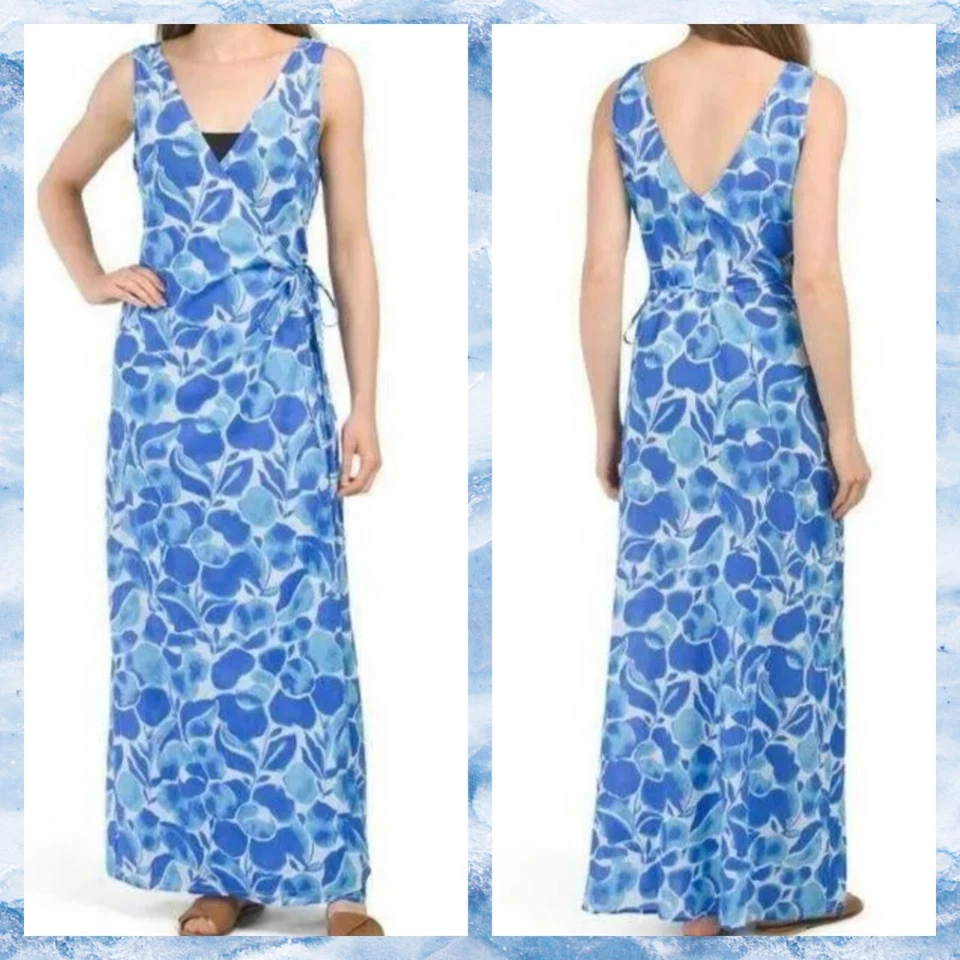 NWT $325 DVF X ONIA "Grace" Swim Cover-up Maxi Wrap Dress Size Sm 💙 - Image 2 of 4