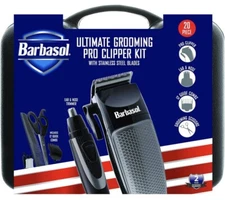 NEW Barbasol 20-Piece Ultimate Grooming Pro Hair Clipper Kit Blk Case